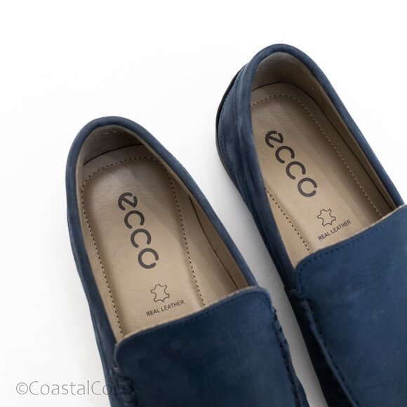 ECCO Men's Classic Moc 2.0 Driving Shoes Blue Leather Loafers Size 41 (US 7–7.5) - Picture 6 of 12